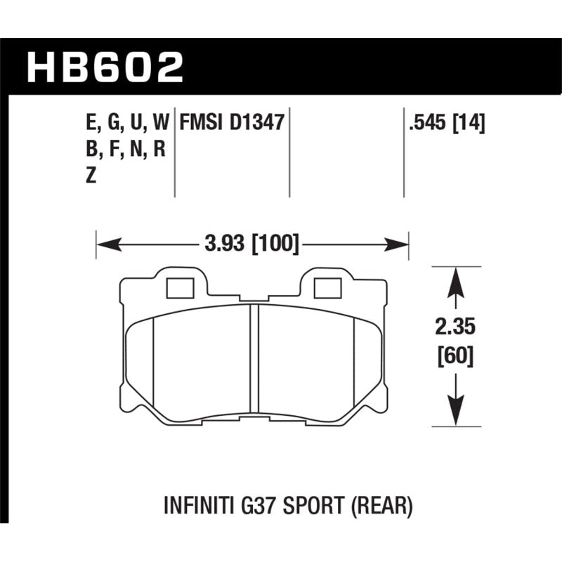 Hawk Infiniti G37 Sport Performance Ceramic Street Rear Brake Pads - T1 Motorsports