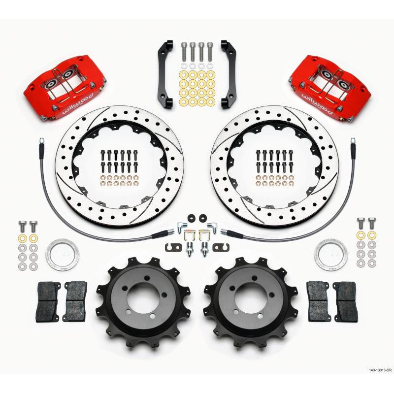 Wilwood Dynapro Radial Rear Kit 12.88in Drilled Red 2006-2007 Subaru WRX w/Lines - T1 Motorsports