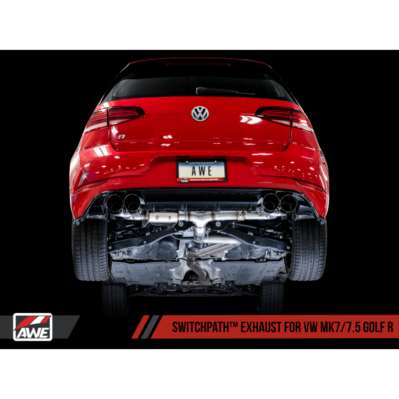 AWE Tuning Volkswagen Golf R MK7.5 SwitchPath Exhaust w/Chrome Silver Tips 102mm - T1 Motorsports