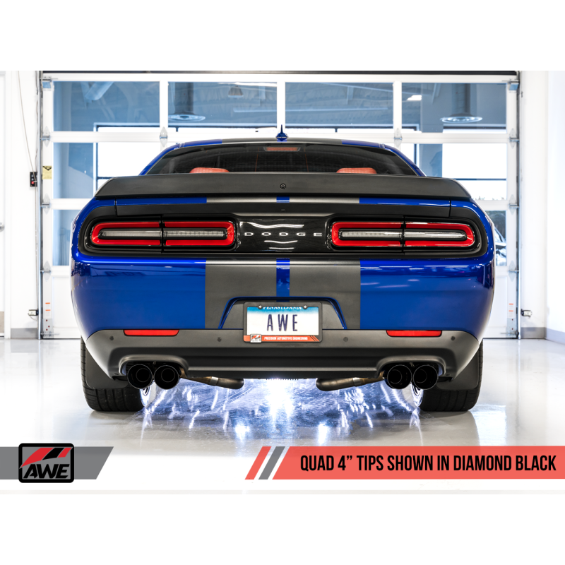 AWE Tuning 2017+ Dodge Challenger 5.7L Track Edition Exhaust - Diamond Black Quad Tips