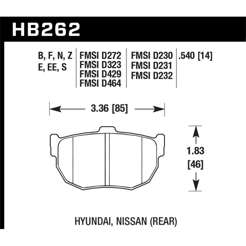 Hawk 89-97 Nissan 240SX SE HP+ Street Rear Brake Pads - T1 Motorsports