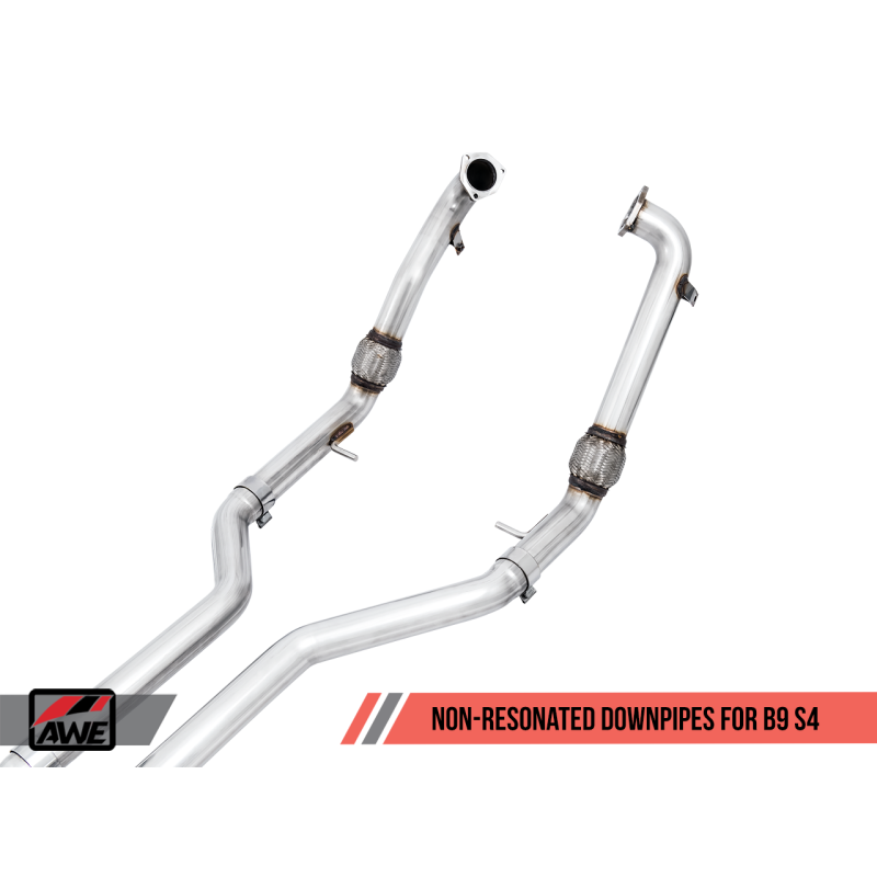 AWE Tuning Audi B9 S4 Track Edition Exhaust - Non-Resonated (Black 102mm Tips)