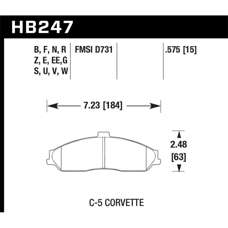 Hawk 97-06 Corvette (incl C5 Z06) Performance Ceramic Street Front Brake Pads - T1 Motorsports