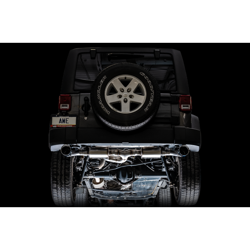 AWE Tuning 07-18 Jeep Wrangler JK/JKU 3.6L Tread Edition Axle-Back Dual Exhaust - Diamond Black Tips