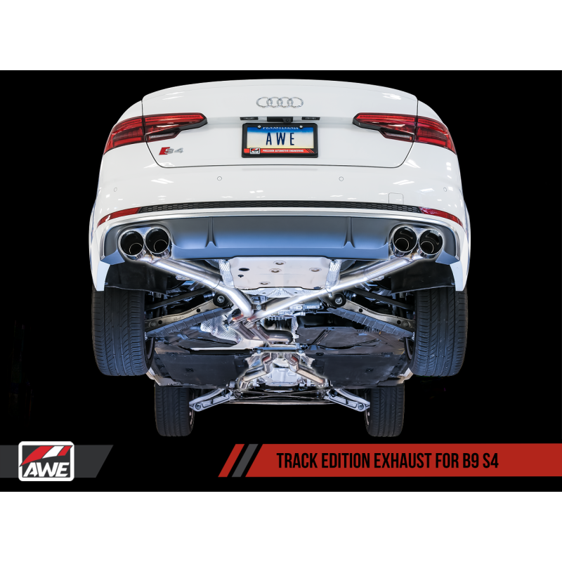 AWE Tuning Audi B9 S4 Track Edition Exhaust - Non-Resonated (Silver 102mm Tips)