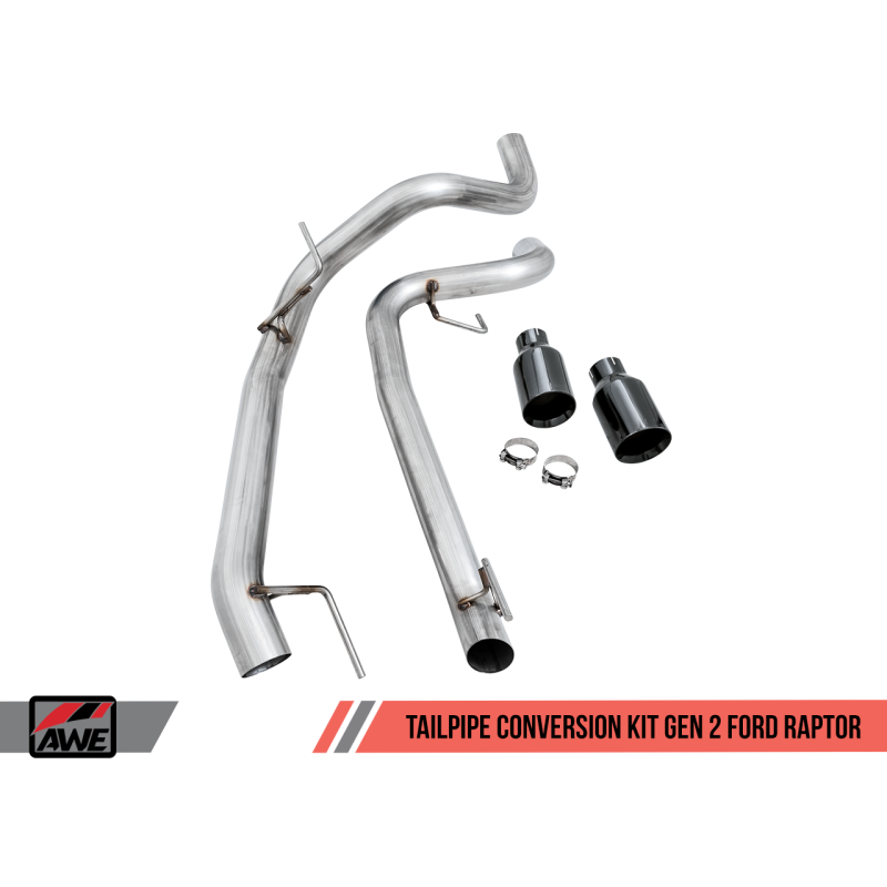 AWE Tuning 2017+ Ford Raptor Tailpipe Conversion Kit w/ Diamond Black Tips