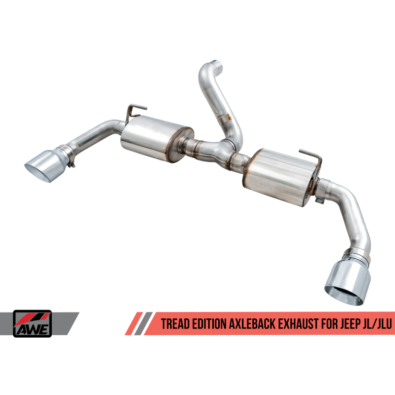 AWE Tuning 2018+ Jeep Wrangler JL/JLU Tread Edition Axle-Back Dual Exhaust - Chrome Silver Tips