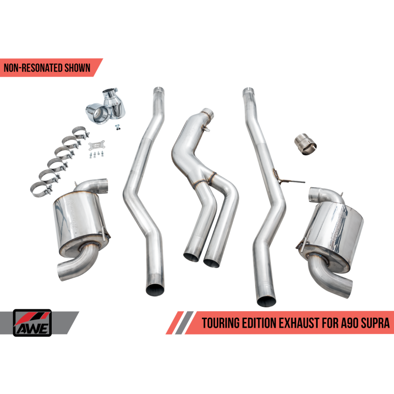 AWE Tuning 2020+ Toyota Supra A90 Non-Resonated Touring Edition Exhaust - 5in Chrome Silver Tips