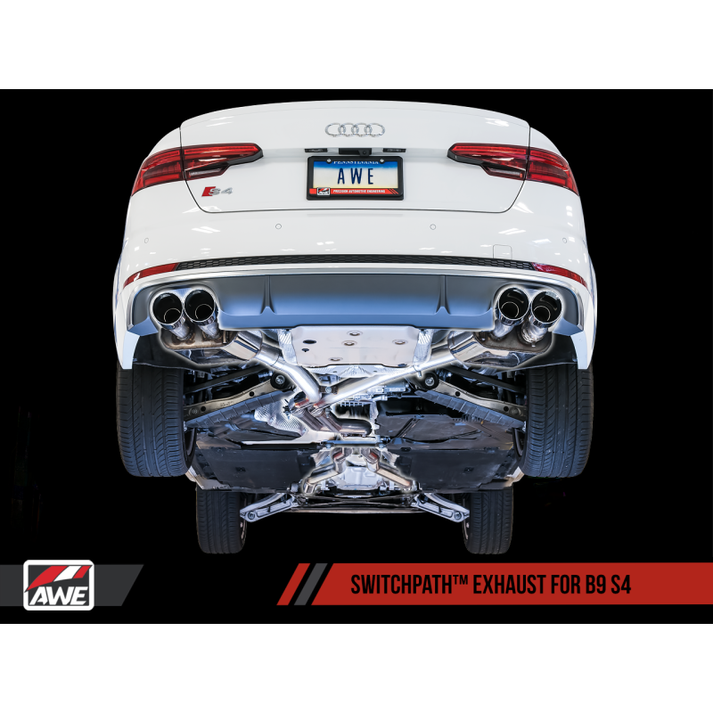AWE Tuning Audi B9 S4 SwitchPath Exhaust - Non-Resonated (Black 102mm Tips)