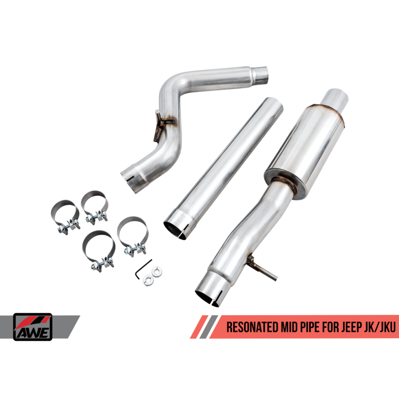 AWE Tuning 07-18 Jeep Wrangler JK/JKU 3.6L Tread Edition Axle-Back Dual Exhaust - Chrome Silver Tips