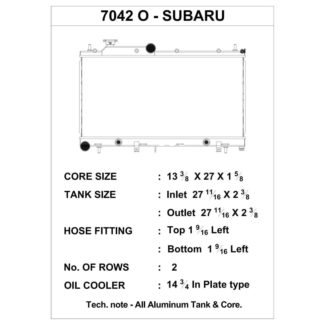 CSF 08-15 Subaru WRX/STI 2-Row Radiator w/Built-In Oil Cooler - T1 Motorsports