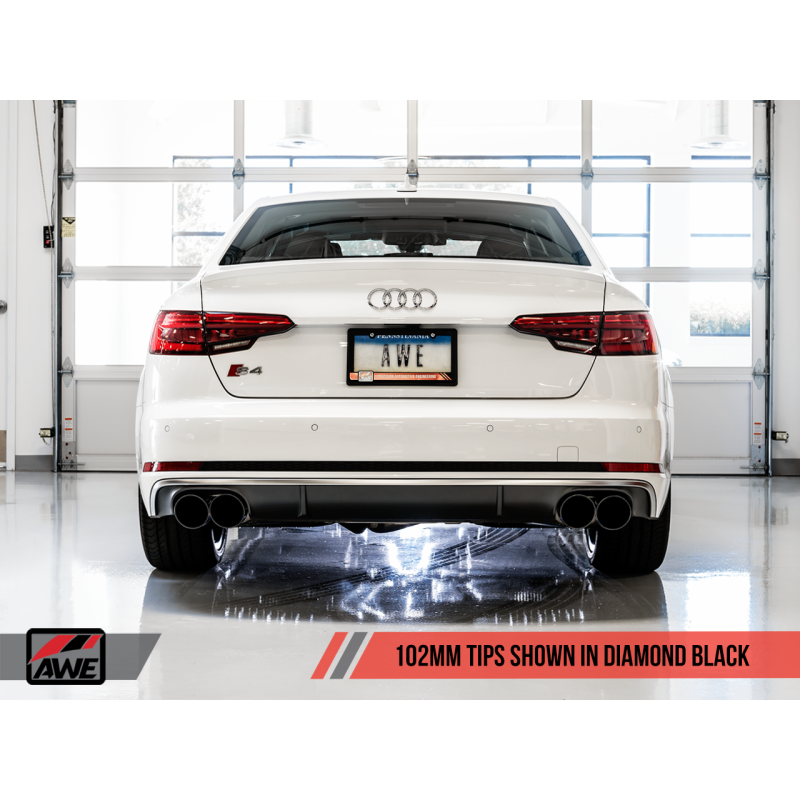 AWE Tuning Audi B9 S4 SwitchPath Exhaust - Non-Resonated (Black 102mm Tips)