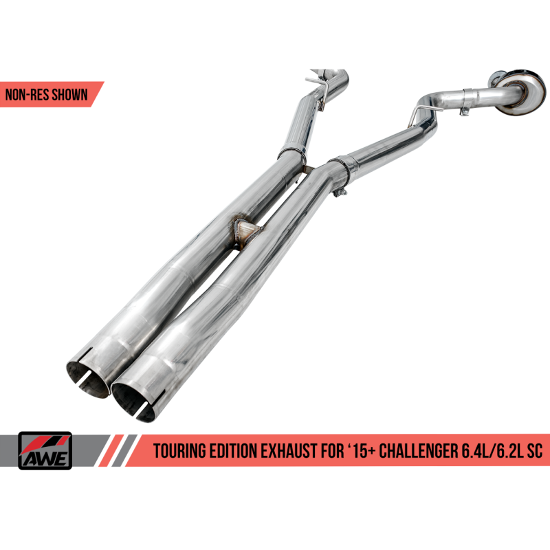 AWE Tuning 2015+ Dodge Challenger 6.4L/6.2L Non-Resonated Touring Edition Exhaust - Quad Silver Tips