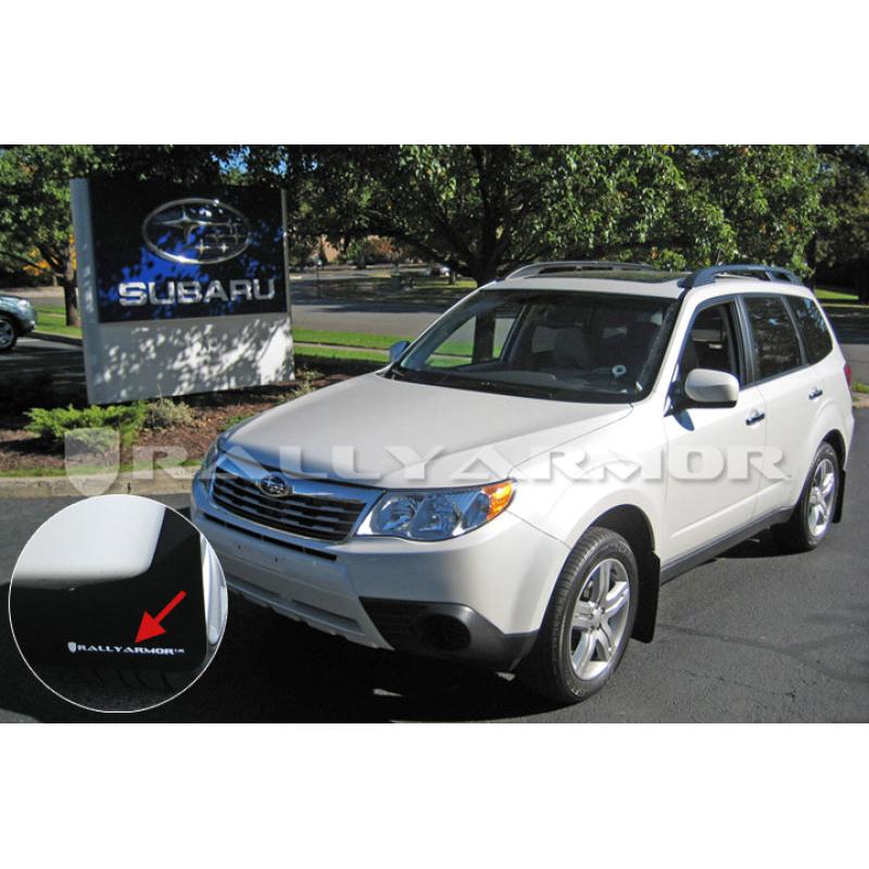 Rally Armor 09-13 Subaru Forester Black UR Mud Flap w/ White Logo