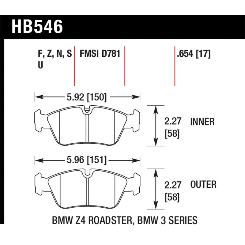 Hawk 08 BMW Z4 3.0L HPS 5.0 Front Brake Pads - T1 Motorsports