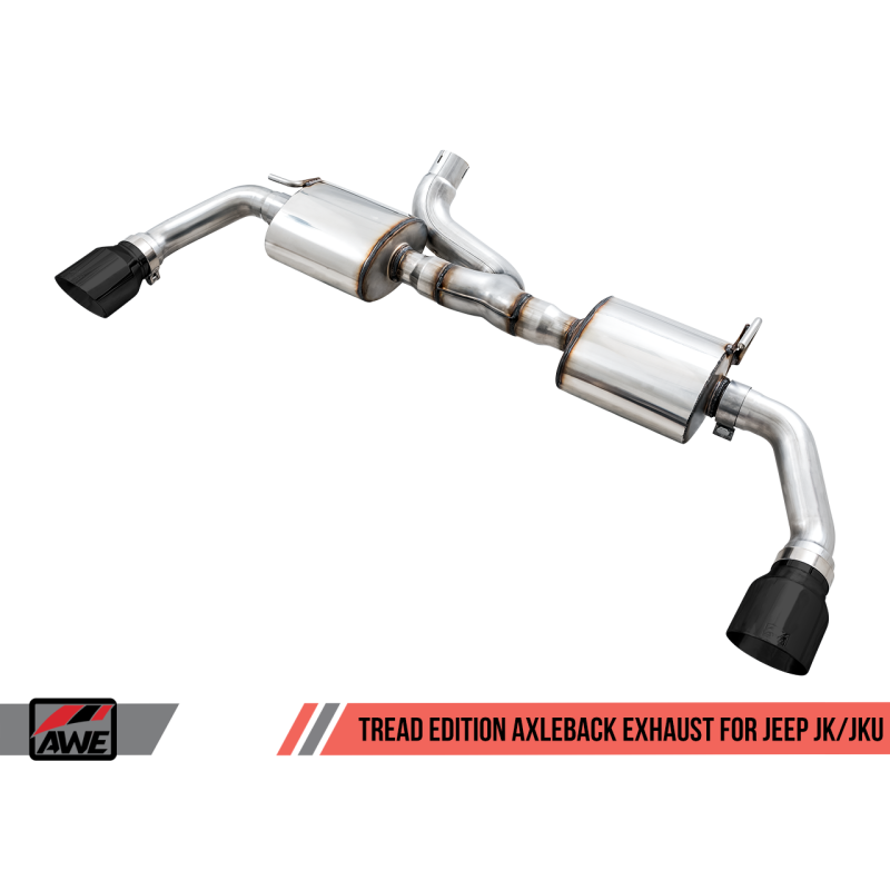 AWE Tuning 2018+ Jeep Wrangler JL/JLU Tread Edition Axle-Back Dual Exhaust - Diamond Black Tips