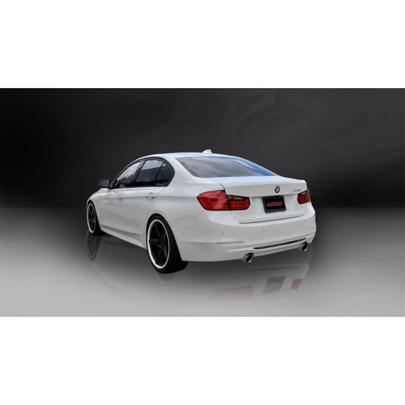 Corsa 12-14 BMW 335i Sedan AWD F30 3in Polished Touring Dual Rear Single 3.5in Tip Cat-Back Exhaust - T1 Motorsports