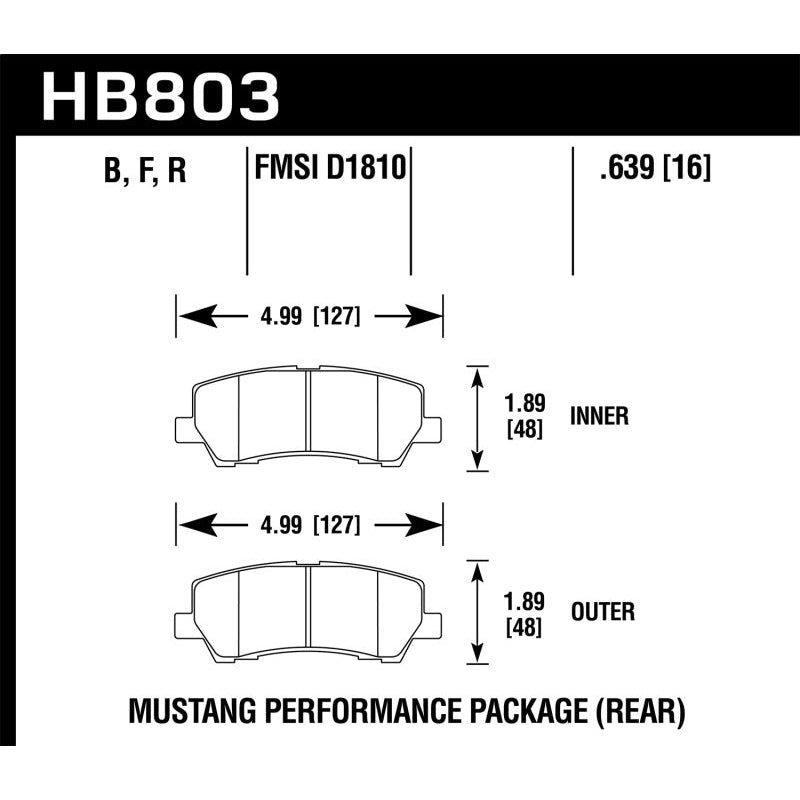 Hawk 16-17 Ford Mustang Brembo Package HPS Rear Brake Pads - T1 Motorsports