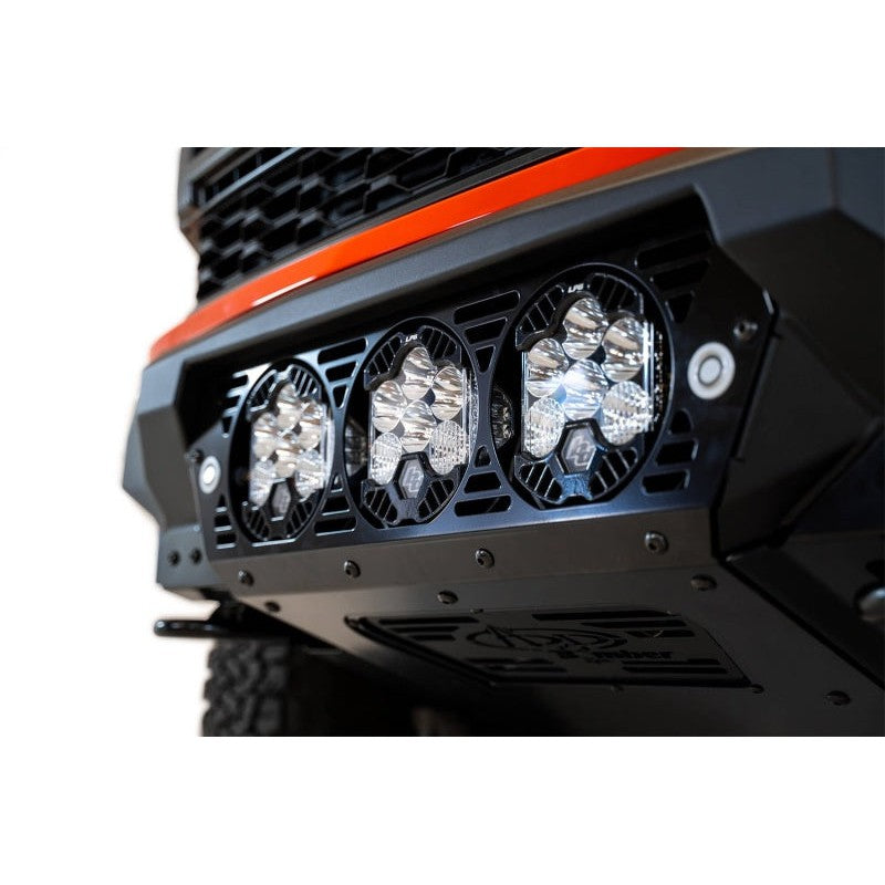 Addictive Desert Designs 2021+ Ford Raptor Bomber Front Bumper w/ 3 Baja Designs LP6 Light Mounts