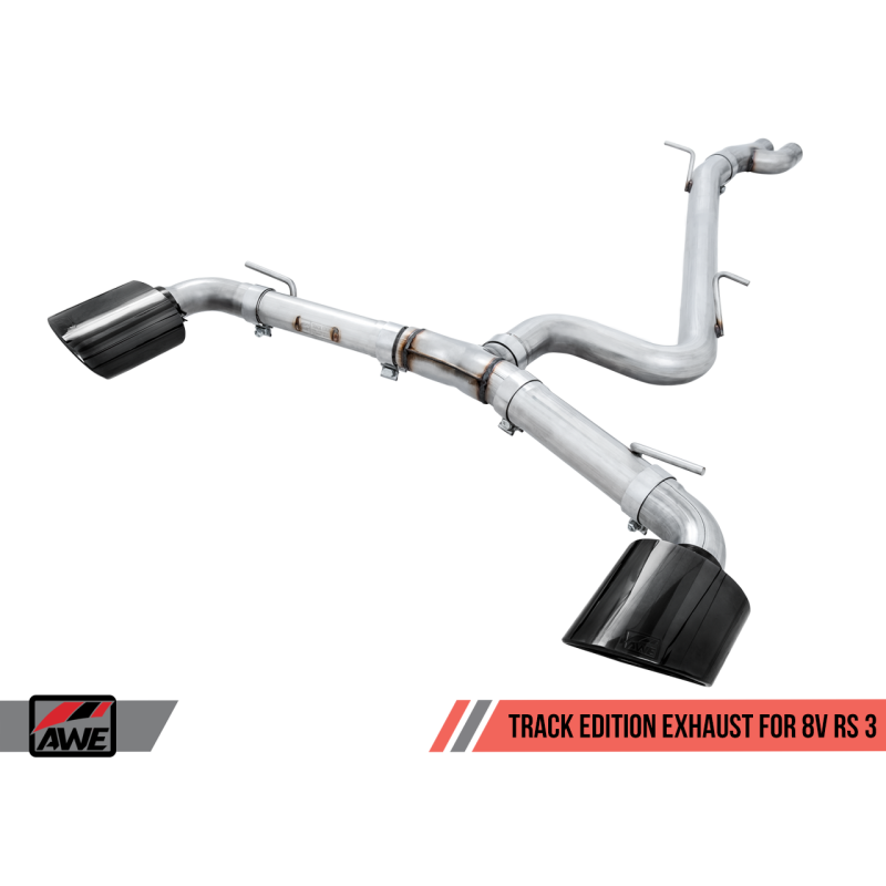 AWE Tuning 17-19 Audi RS3 8V Track Edition Exhaust - Diamond Black Tips RS-Style Tips