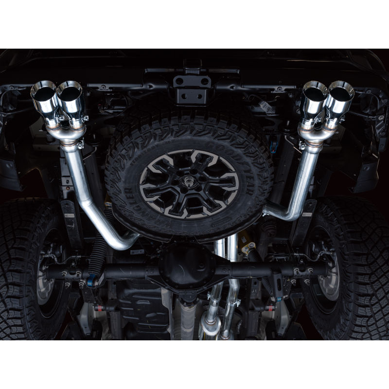 AWE Tuning 22-23 GMC Sierra 1500 AT4X 6.2L 0FG Catback Split Dual (Flat Bumper) - Chrome Silver Tips