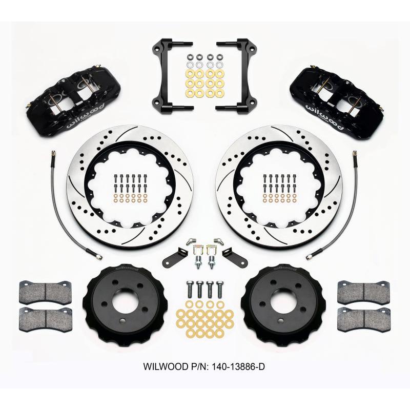 Wilwood AERO6 Front Hat Kit 14.00 Drilled 2015-Up Mustang w/Lines - T1 Motorsports