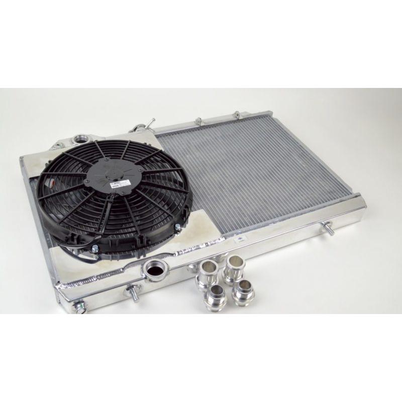 CSF 96-07 Mitsubishi Evo 4/5/6/7/8/9 Full-Slim Radiator w/12in Fan & Shroud/-16AN & Slip On Fitting - T1 Motorsports