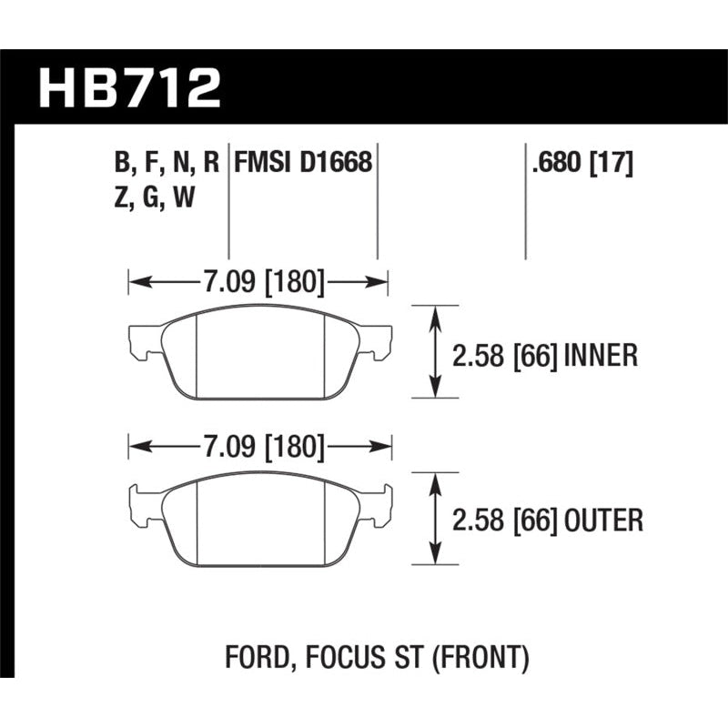 Hawk 13 Ford Focus Performance Ceramic Front Street Brake Pads - T1 Motorsports