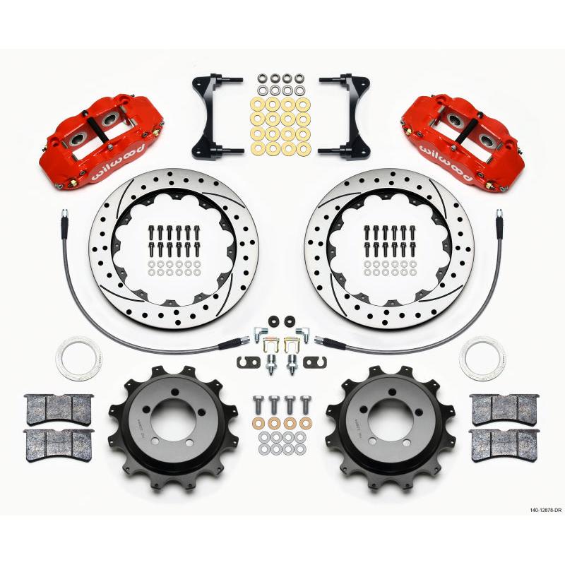 Wilwood Narrow Superlite 4R Rear Kit 12.88in Drilled Red 99-05 WRX / 99-07 Impreza - T1 Motorsports
