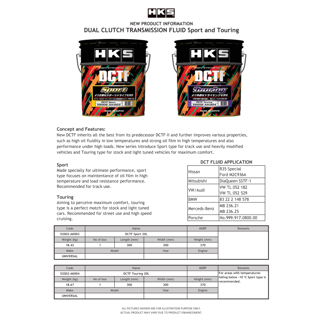 HKS Dual Clutch Transmission Fluid Touring 20L