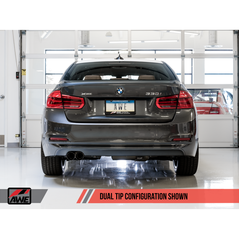 AWE Tuning BMW F3X 28i / 30i Touring Edition Axle-Back Exhaust Single Side - 80mm Black Tips