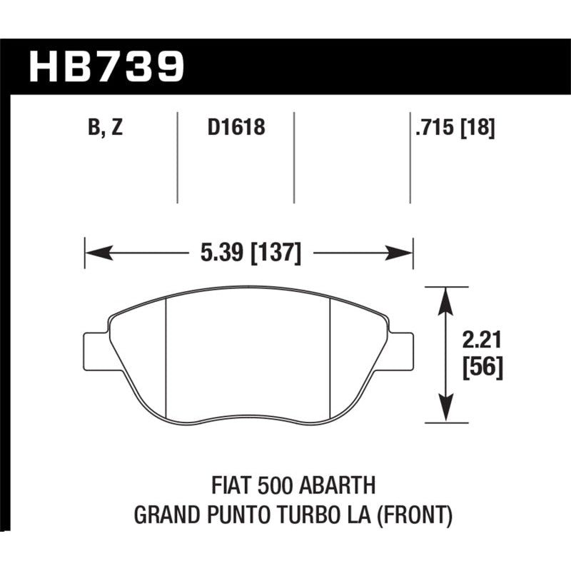 Hawk 2013 Fiat 500 Abarth Front HPS 5.0 Street Brake Pads - T1 Motorsports