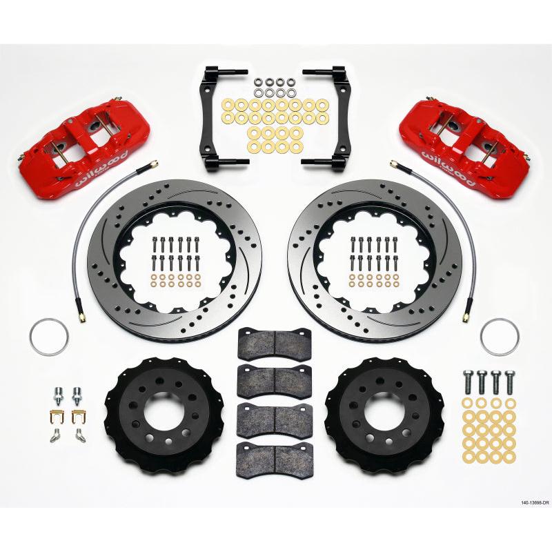 Wilwood AERO4 Rear Kit 14.25in Drilled Red 2014-Up Corvette C7 w/Lines - T1 Motorsports