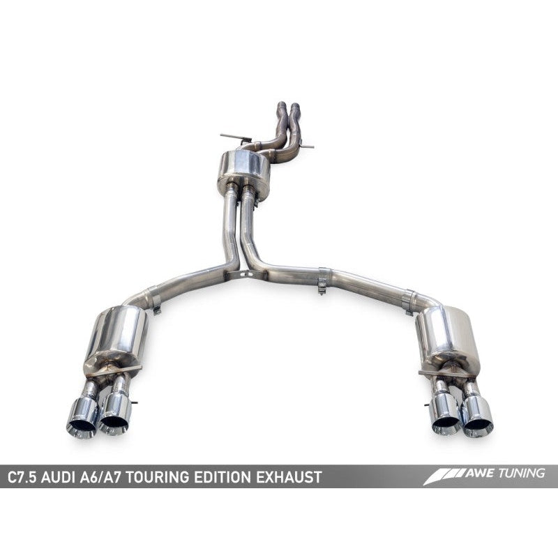 AWE Tuning Audi C7.5 A6 3.0T Touring Edition Exhaust - Quad Outlet Chrome Silver Tips - T1 Motorsports