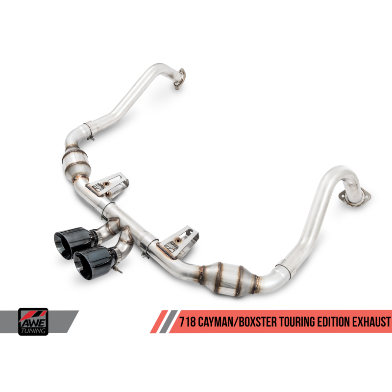 AWE Tuning Porsche 718 Boxster / Cayman Touring Edition Exhaust - Diamond Black Tips - T1 Motorsports