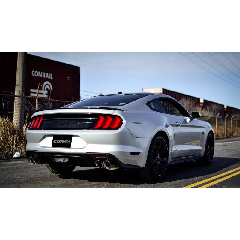 Corsa 2018+ Ford Mustang GT Fastback 5.0L 3in Cat-Back System Dual Rear Exit w/ 4in Polished Tips - T1 Motorsports