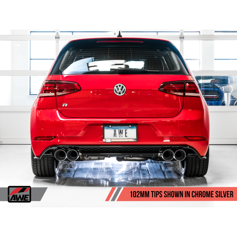 AWE Tuning Mk7 Golf R Track Edition Exhaust w/Chrome Silver Tips 102mm
