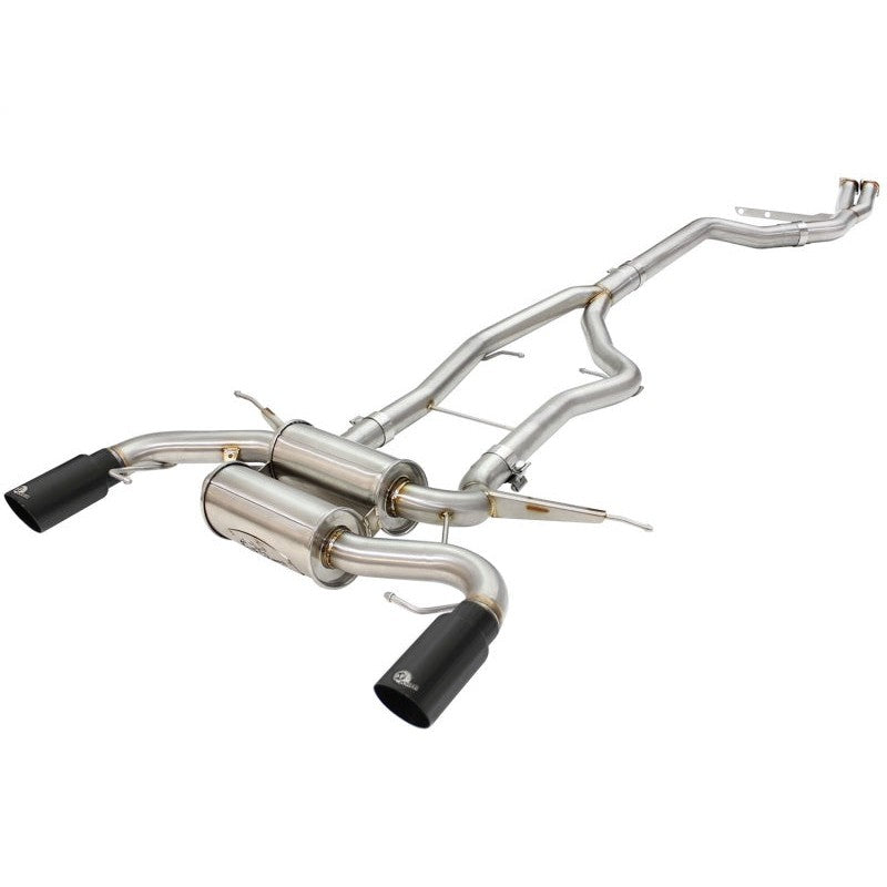 aFe MACHForce XP SS-304 Black Tip 3.0in-2.5in Dia Cat Back Exhaust 11-13 BMW 335i (E90/E92) 3.0L
