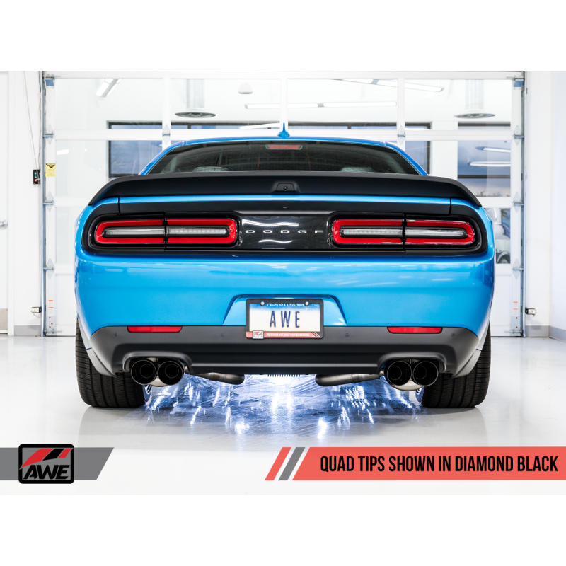 AWE Tuning 2015+ Dodge Challenger 6.4L/6.2L SC Track Edition Exhaust - Quad Diamond Black Tips