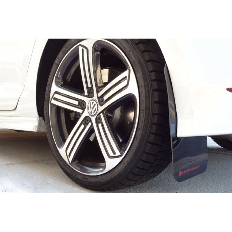 Rally Armor 15-17.5 VW Golf R Black UR Mud Flap w/ White Logo - T1 Motorsports