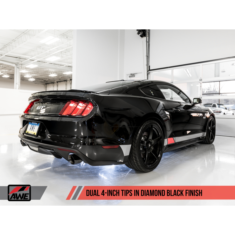 AWE Tuning S550 Mustang GT Cat-back Exhaust - Touring Edition (Diamond Black Tips)