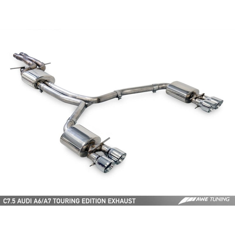 AWE Tuning Audi C7.5 A6 3.0T Touring Edition Exhaust - Quad Outlet Chrome Silver Tips - T1 Motorsports