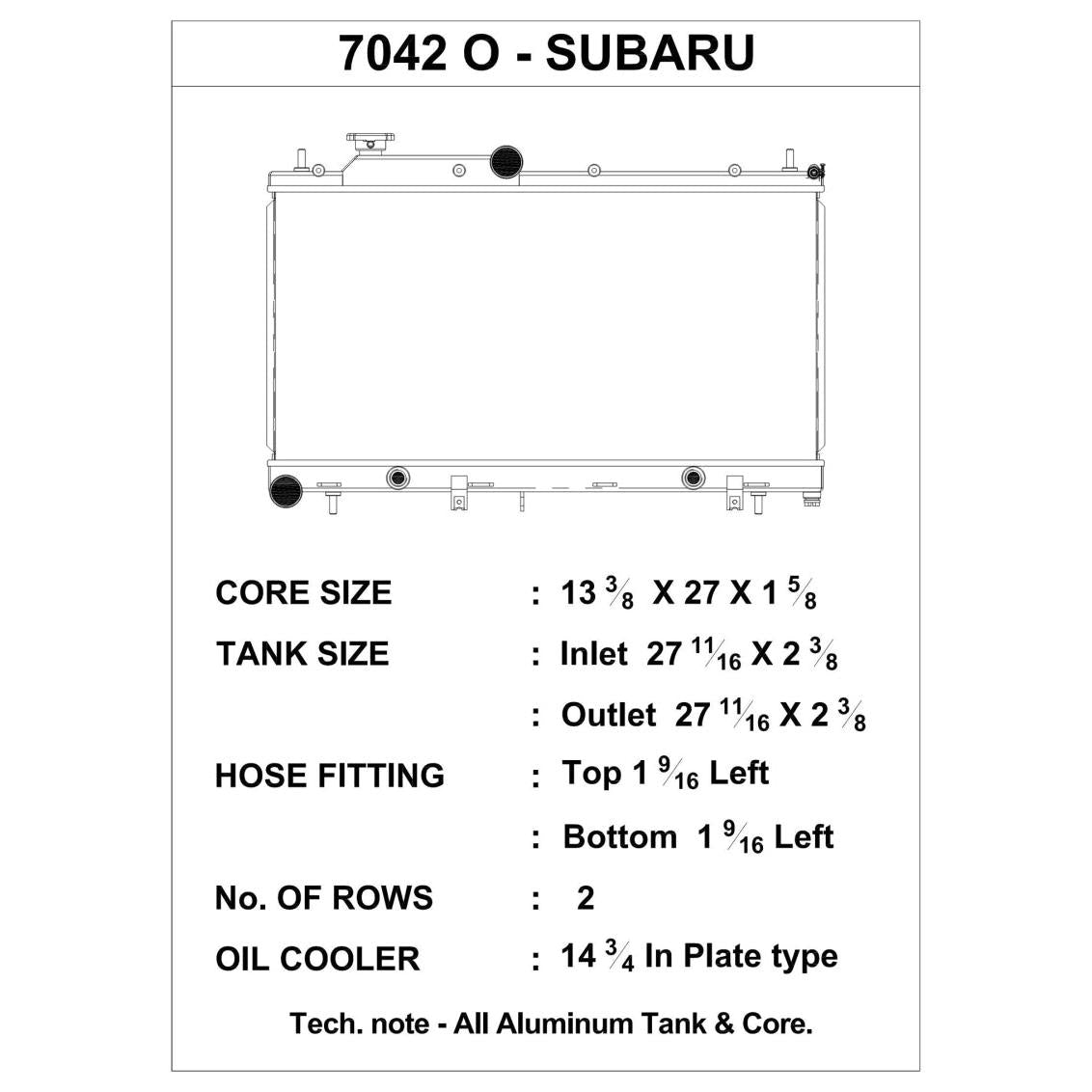 CSF 08-15 Subaru WRX/STI 2-Row Radiator w/Built-In Oil Cooler - T1 Motorsports