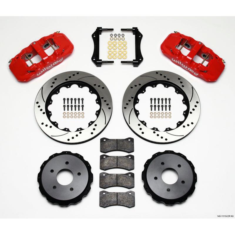 Wilwood AERO4 Rear Kit 14.00in Drilled Red 97-04 Corvette C5/Z06 05-13 C6 - T1 Motorsports