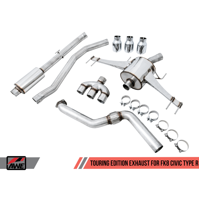 AWE Tuning 2017+ Honda Civic Type R Touring Edition Exhaust w/Front & Mid Pipe - Diamond Blk Tips
