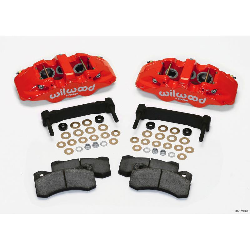 Wilwood AERO6 Front Caliper & Bracket Kit - Red 97-13 C5/C6 Corvette w/ OEM HD/Z51 Rotors - T1 Motorsports