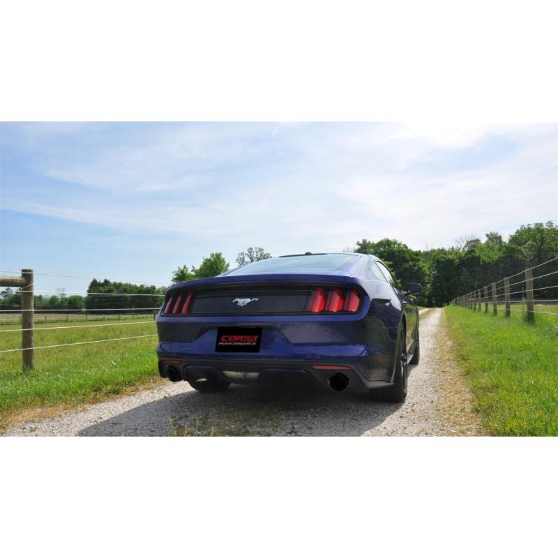Corsa Sport 3in Cat-Back Dual Rear Exit Black Tips - 2015-2023 Ford Mustang EcoBoost 2.3T