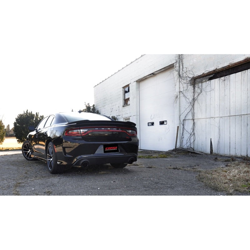 Corsa 15-16 Dodge Charger SRT / Scat Pack / R/T 6.4L Black Sport Cat-Back Exhaust - T1 Motorsports