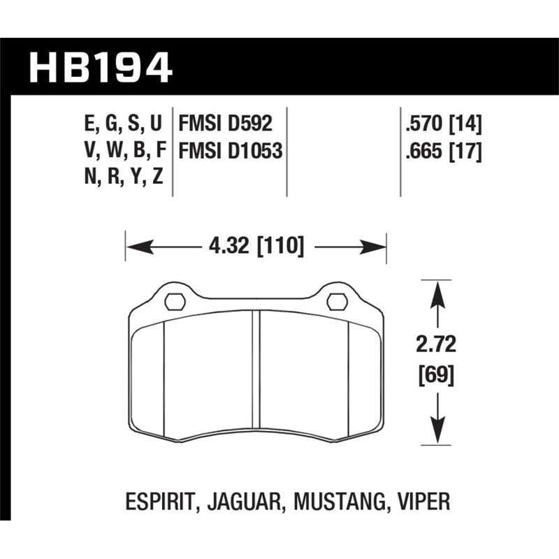 Hawk 2010 Camaro SS Blue 9012 Race Rear Brake Pads - T1 Motorsports