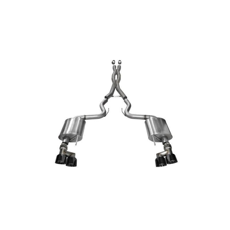 Corsa Sport 3in Cat Back Exhaust Black Quad Tips - 2015-2023 Ford Mustang GT 5.0